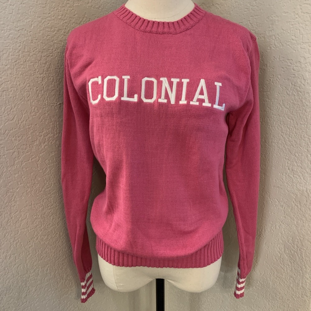 The Bubble Tennis Knit Sweater Pink/White 'Colonial' Women's M Preppy Girly